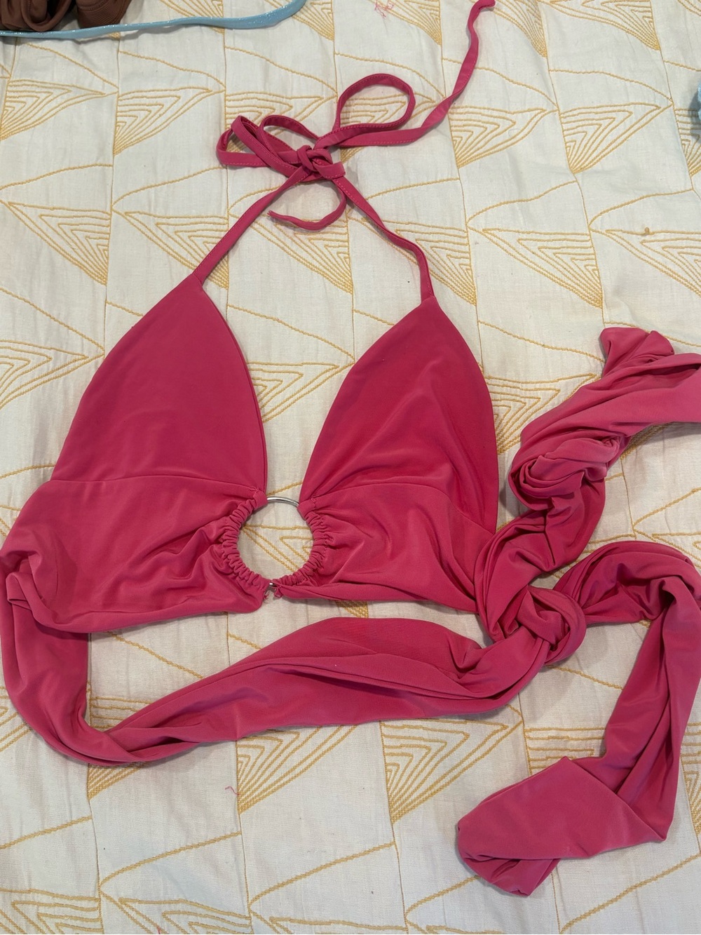 Women's Ring-Front Halter Bikini Top - Pink